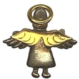 Vintage metal angel with halo gold-one brooch/pendant IMO 95 OS